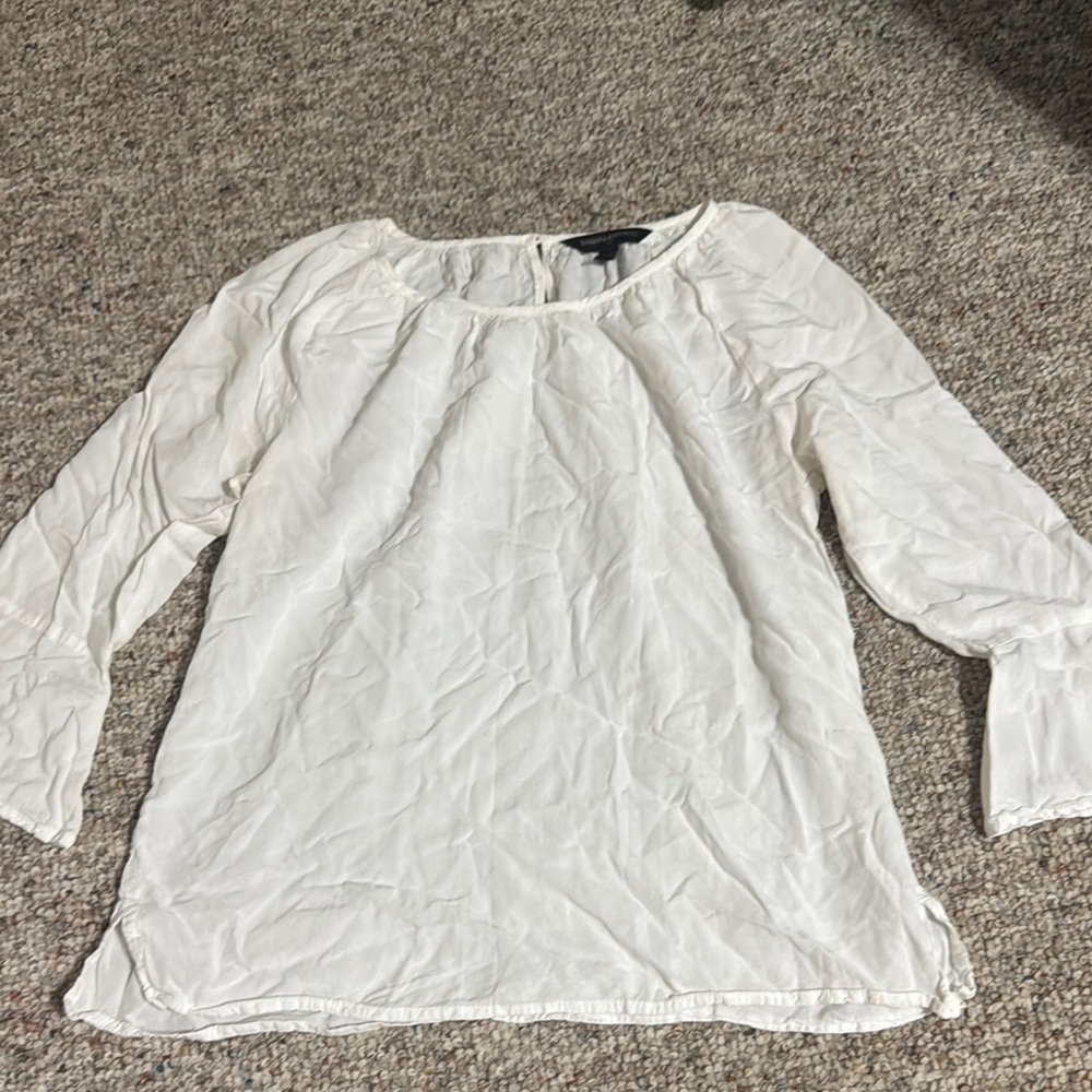 Banana Republic White Relaxed 3/4 Sleeve Blouse